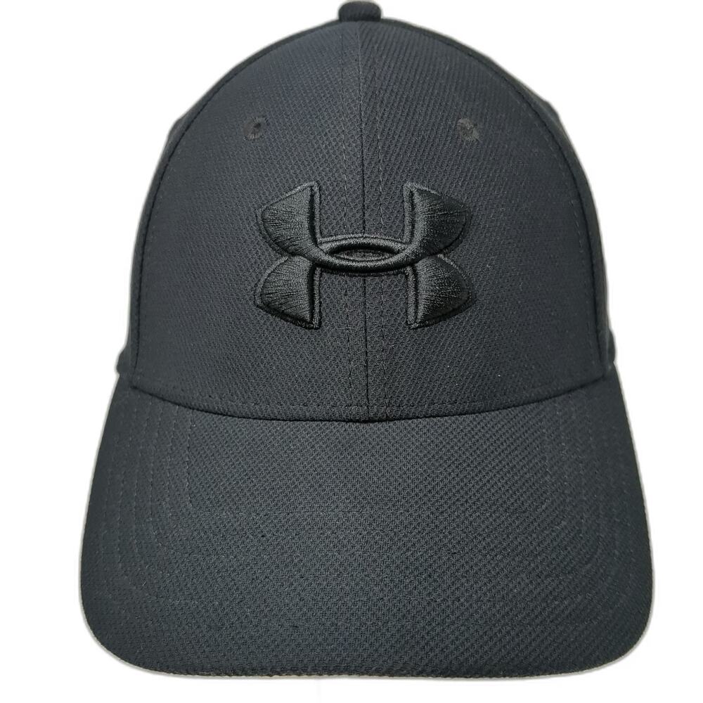 Under Armour Baseball Cap Black L Stretch Fit Embroidered Tonal Logo Hat Classic